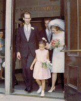leaving the church with flower girl Melanie